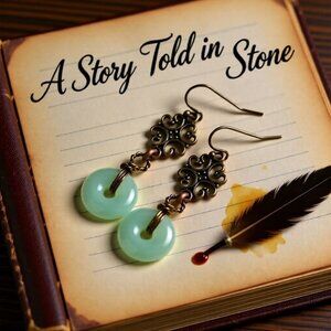 Green Aventurine & Copper Filigree Dangle Earrings